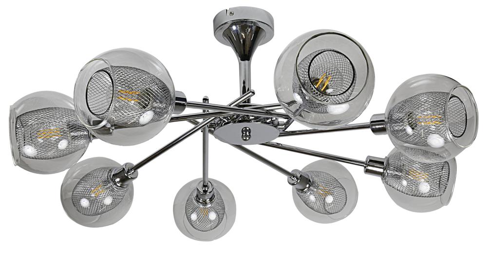 OZZO lampa wisząca 8x40W E14 chrom klosz bezbarwny
