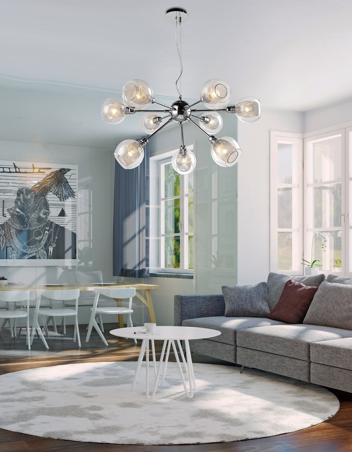DIXI lampa wisząca 9x40W E14 chrom