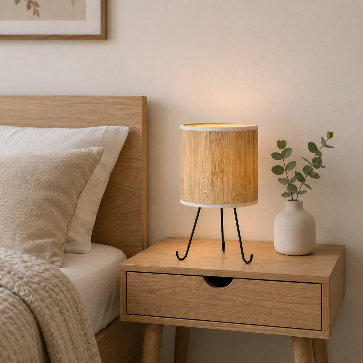 ADORA lampa gabinetowa czarny 1x40W E14 abażur sosna
