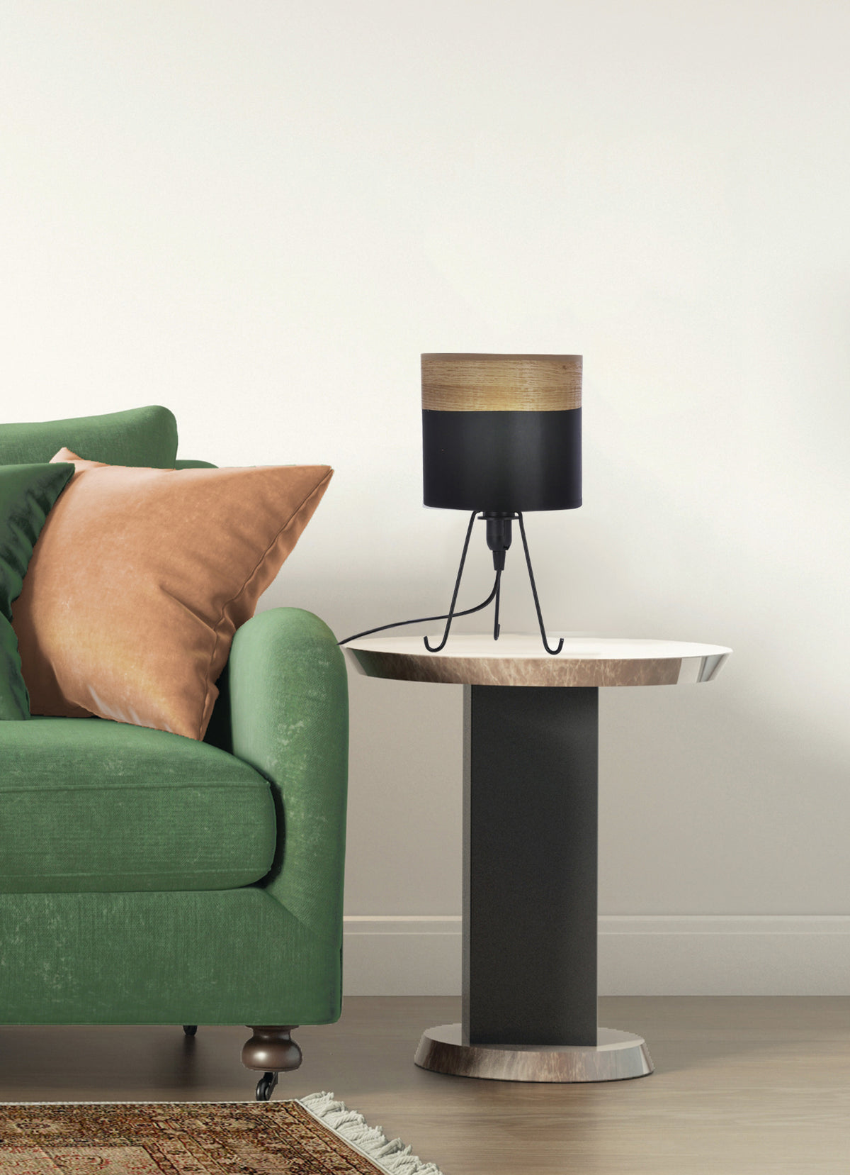 SMALLY lampa stołowa czarny 1x40 E14 abażur czarny+orzechowy