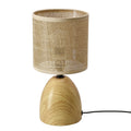 DELI lampka stołowa ceramiczna ef. drewna 1x40W E14 abażur beżowy