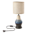 NAVIA lampka stołowa ceramiczna beżowy+niebieski 1x40W E14 abażur kość słoniowa