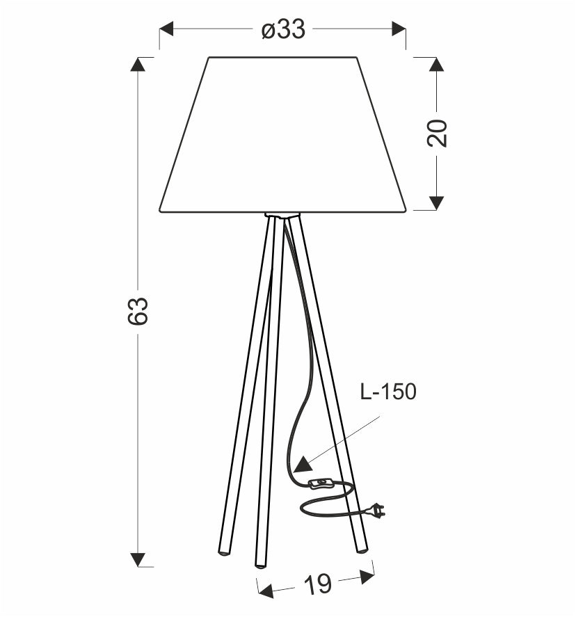 TINCO lampa stołowwa czarny 1x40W E27 abażur szary