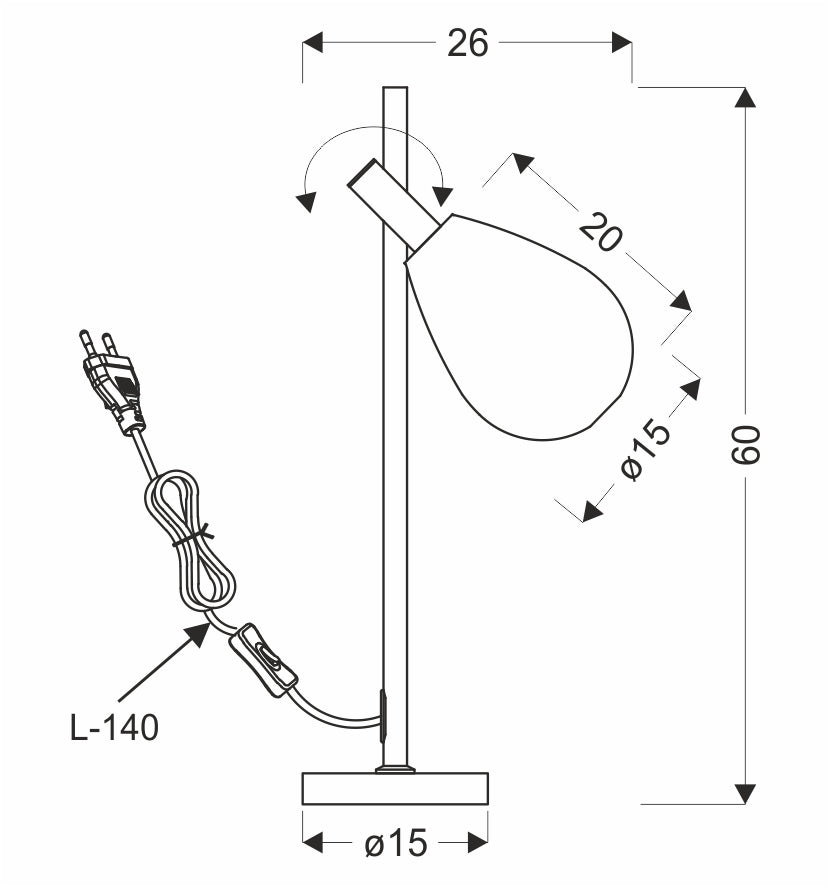 DENSO 26 lampka stołowa czarny G9 klosz miedziany