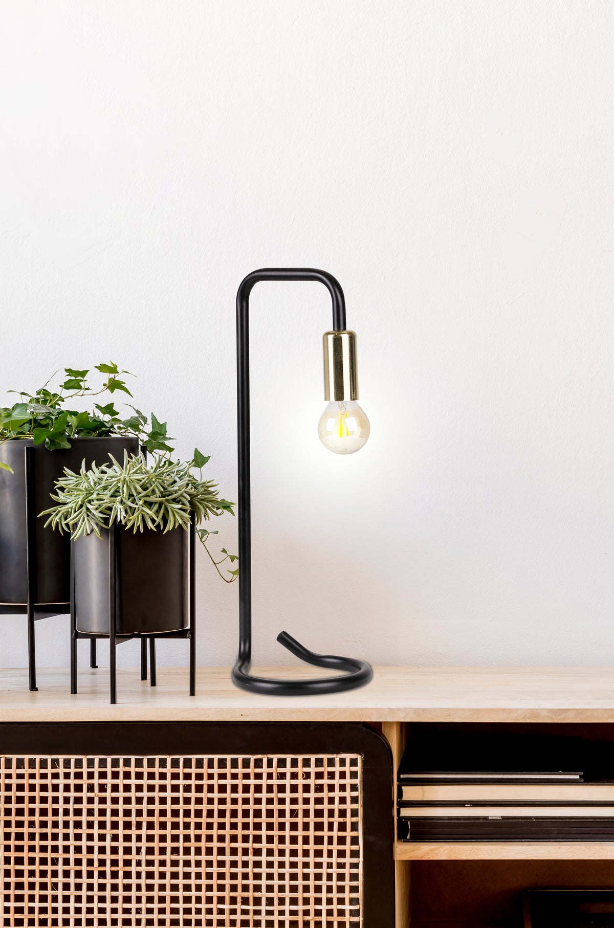 HERA lampa stołowa czarno złota 1x40W E14
