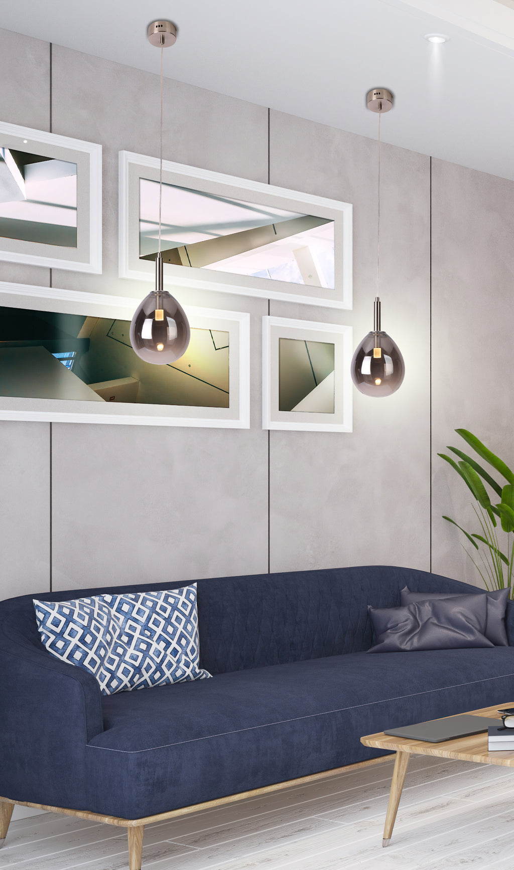 lampa wisząca lukka 1 chromowy szary