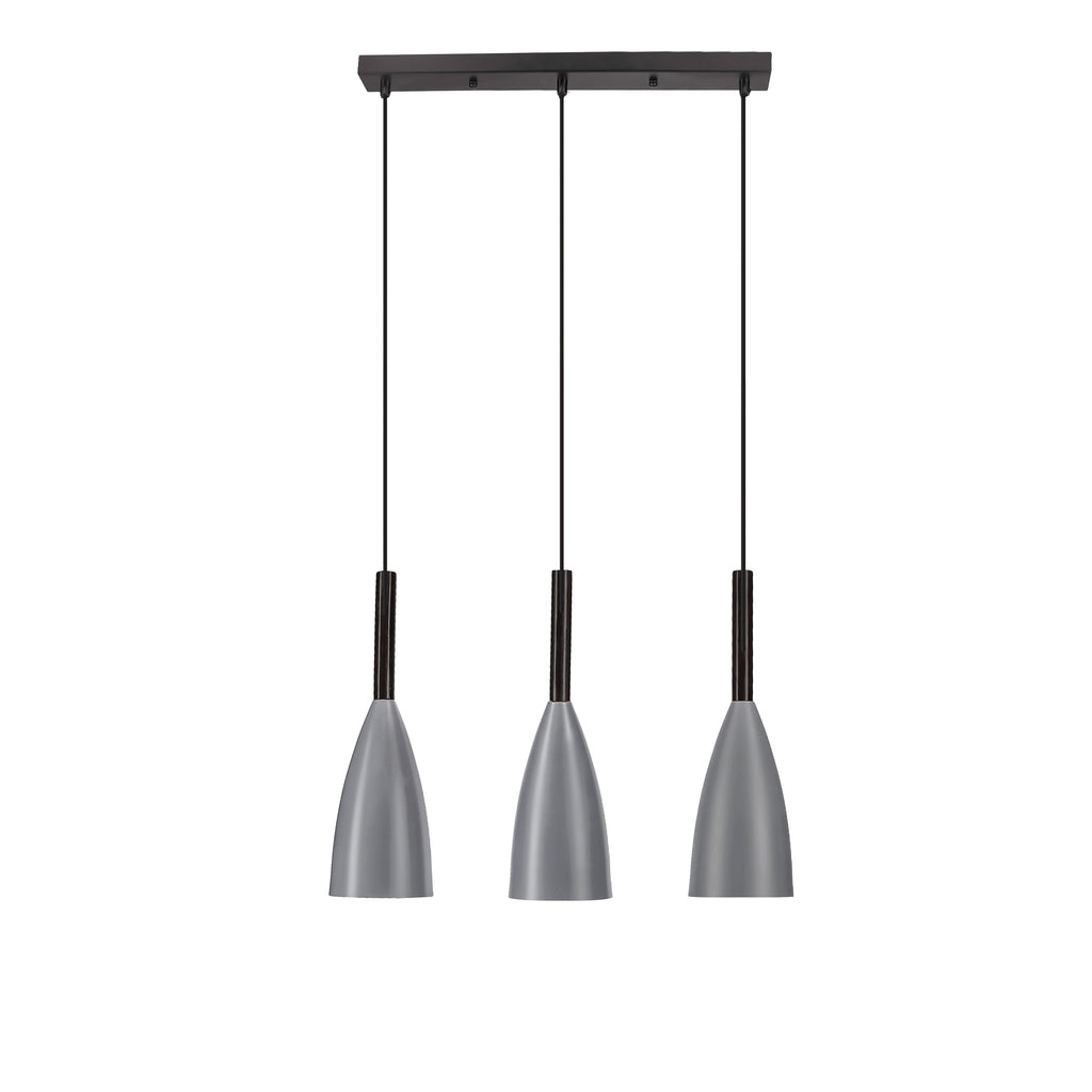 Flen lampa wisząca czarny 3x40W E27 klosz szary