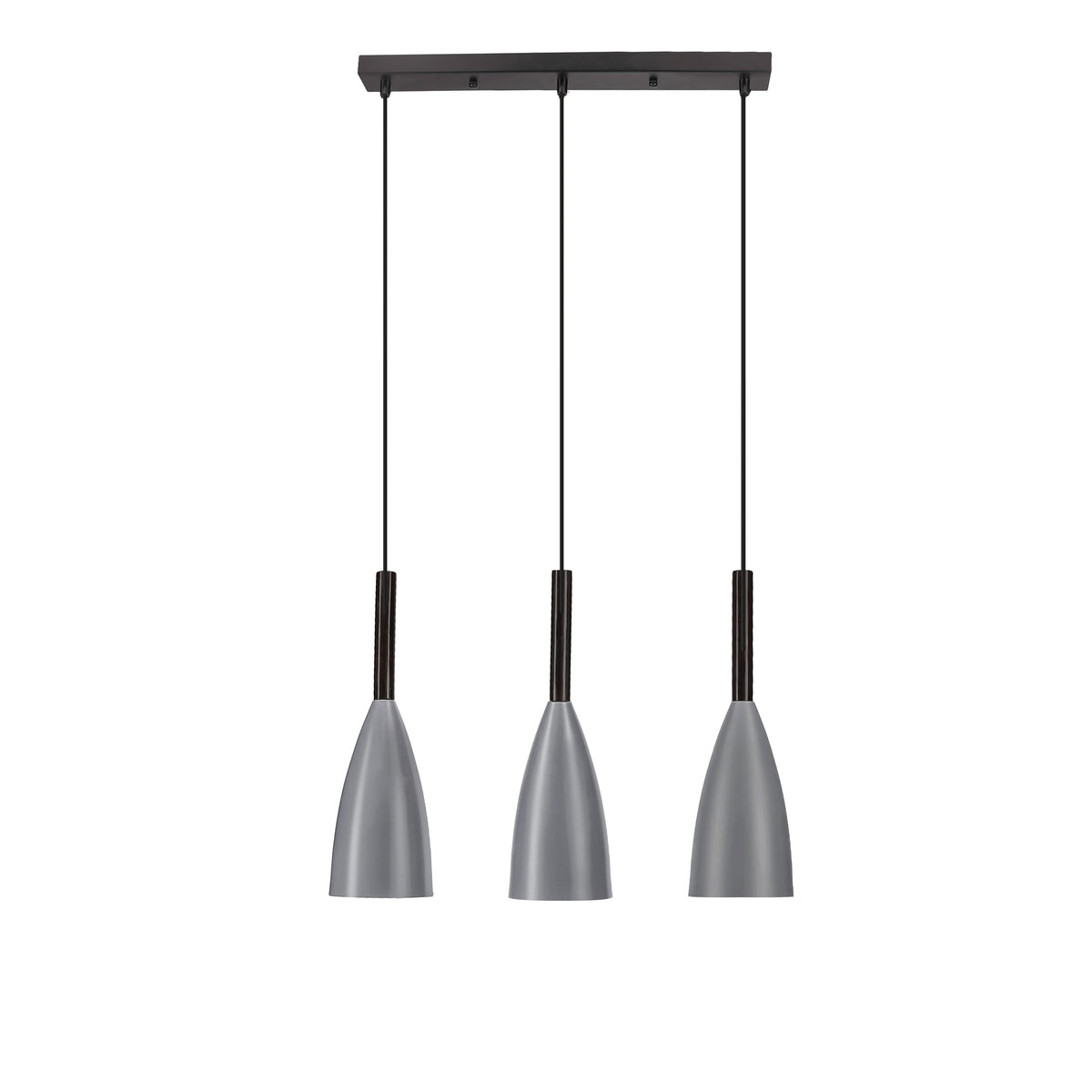 Flen lampa wisząca czarny 3x40W E27 klosz szary