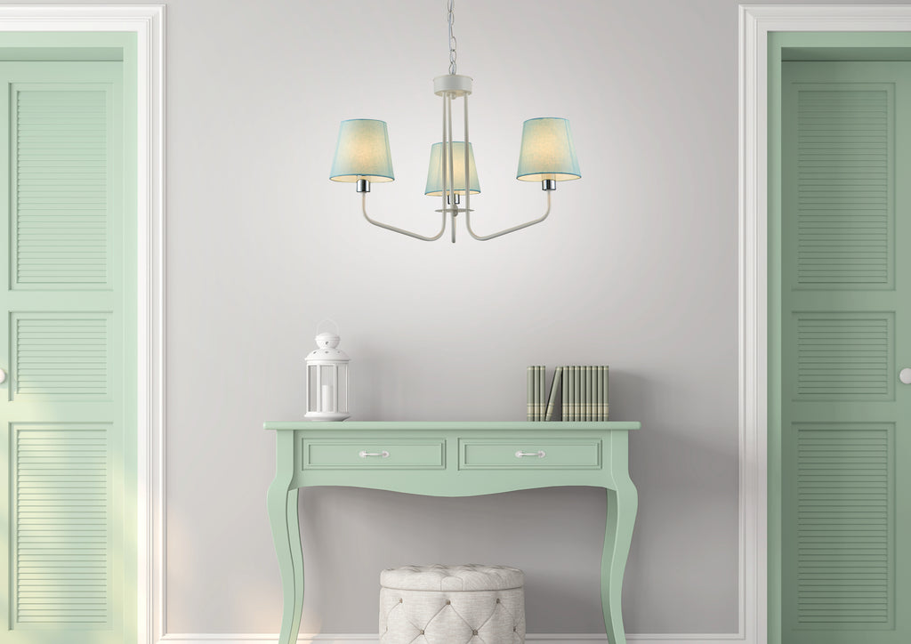 lampa wisząca york 3 biały niebieski