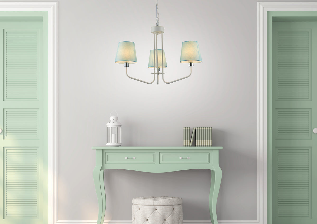 lampa wisząca york 3 biały niebieski