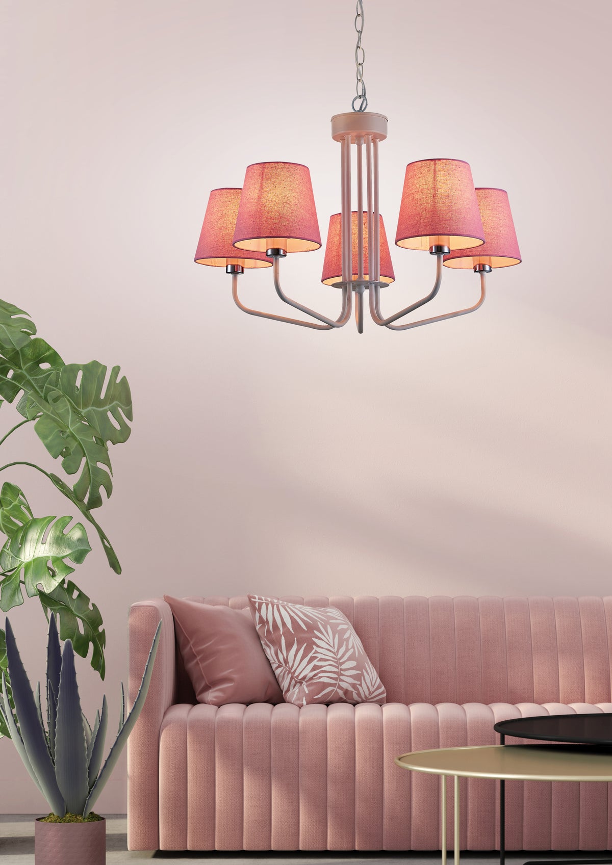 lampa wisząca york 5 biały różowy