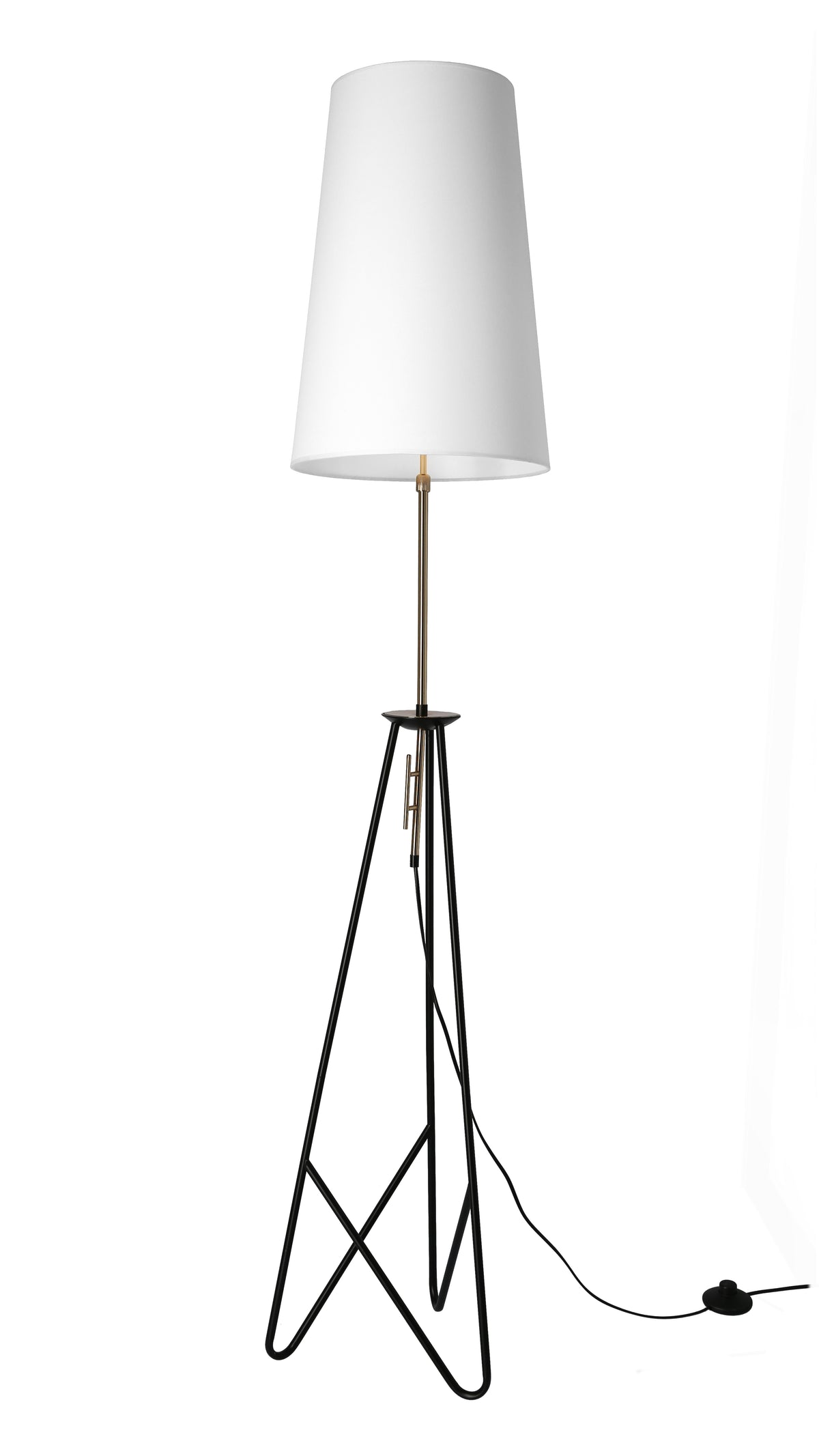 TAFLO lampa podłogowa czarno złota 1x60W E27 abażur biały