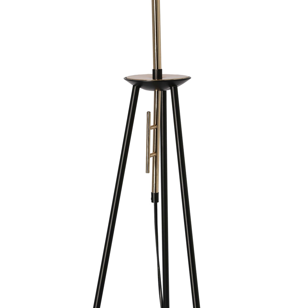 TAFLO lampa podłogowa czarno złota 1x60W E27 abażur biały