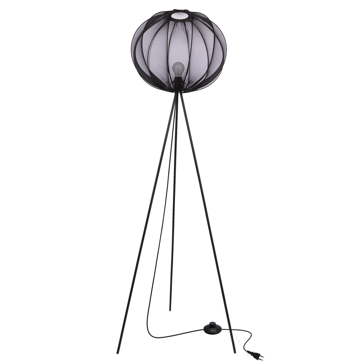 MELLOW lampa podłogowa czarny 1x40W E27 abażur mist 52 czarny kula