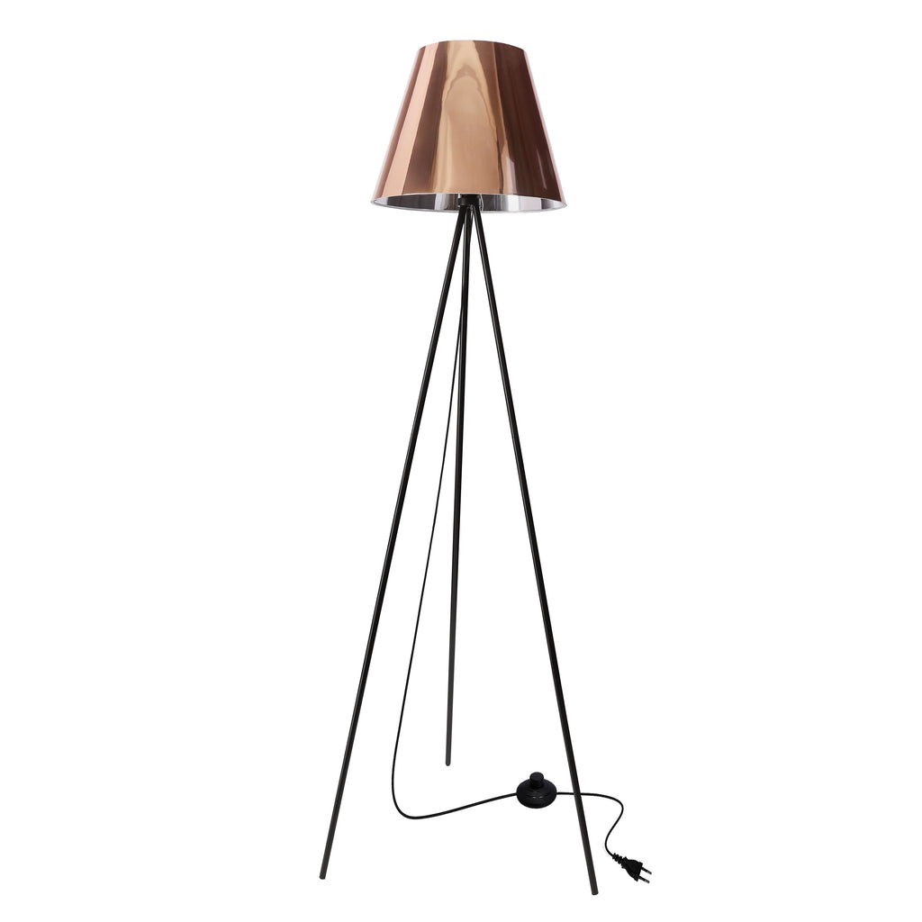 PLATINO lampa podłogowa czarny 1x40W E27 abażur miedziany