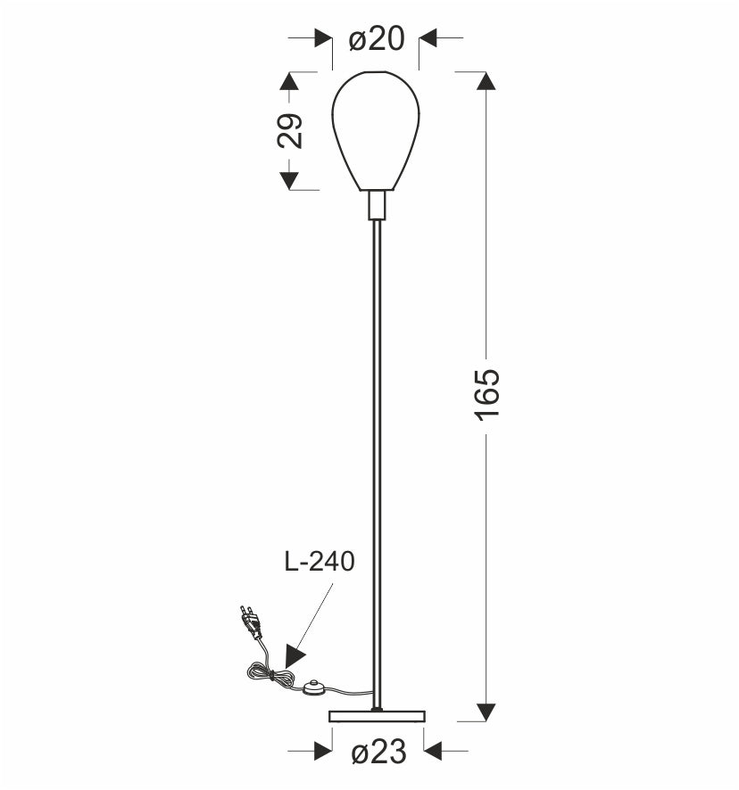 DENSO 20 lampa podłogowa czarny 1x5W G9 klosz dymiony