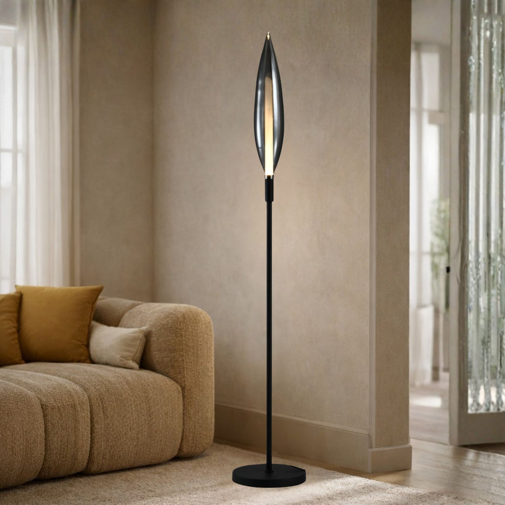 NORDIC lampa podłogowa czarny 1x5W G9 klosz dymiony