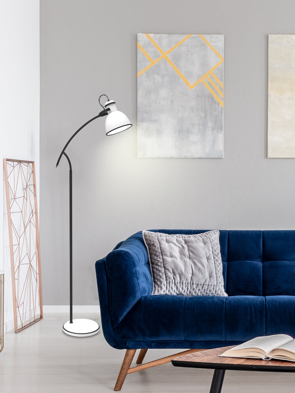ZUMBA lampa podłogowa sztyca skos 1x40W E27 biały+czarny