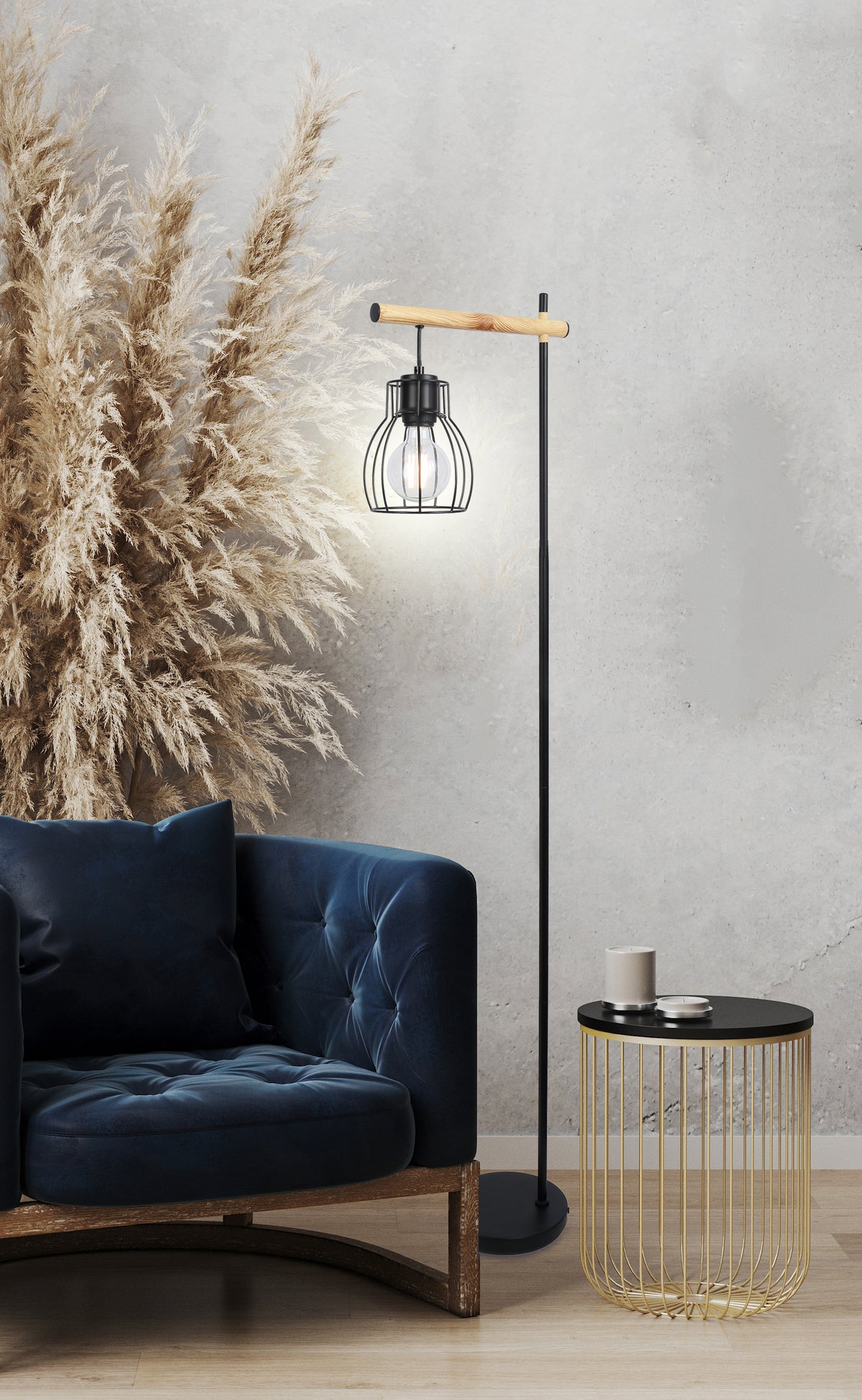 BERNITA lampa podłogowa 1x60W e27czarny