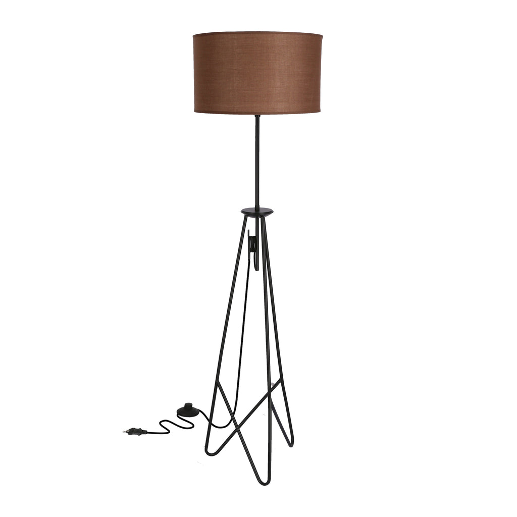 FLOAT lampa podłogowa czarna 1x60W E27 abażur timber ciemny