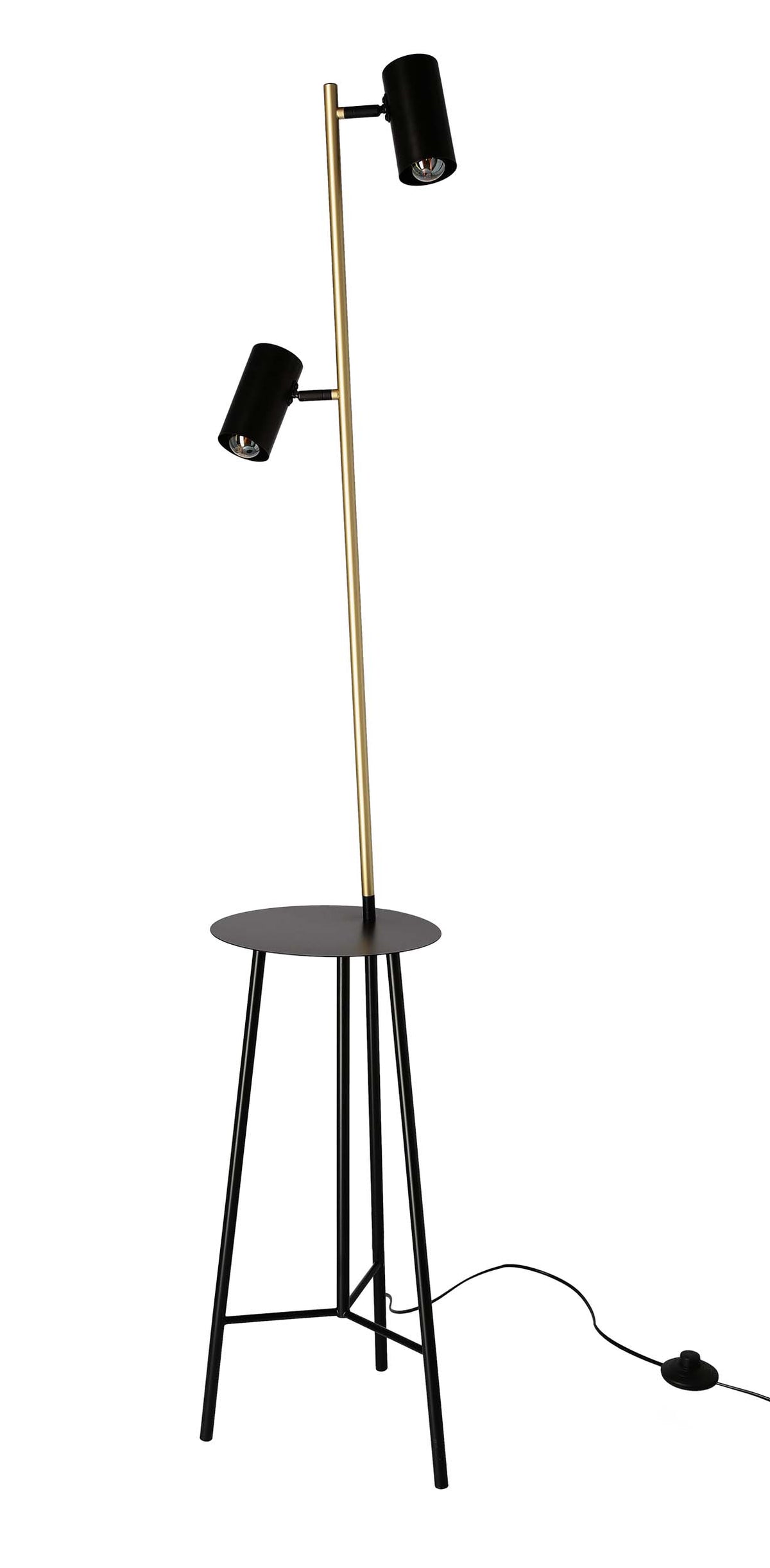 PERRET lampa podłogowa czarny+złoty matowy 2x15W GU10 klosz czarny