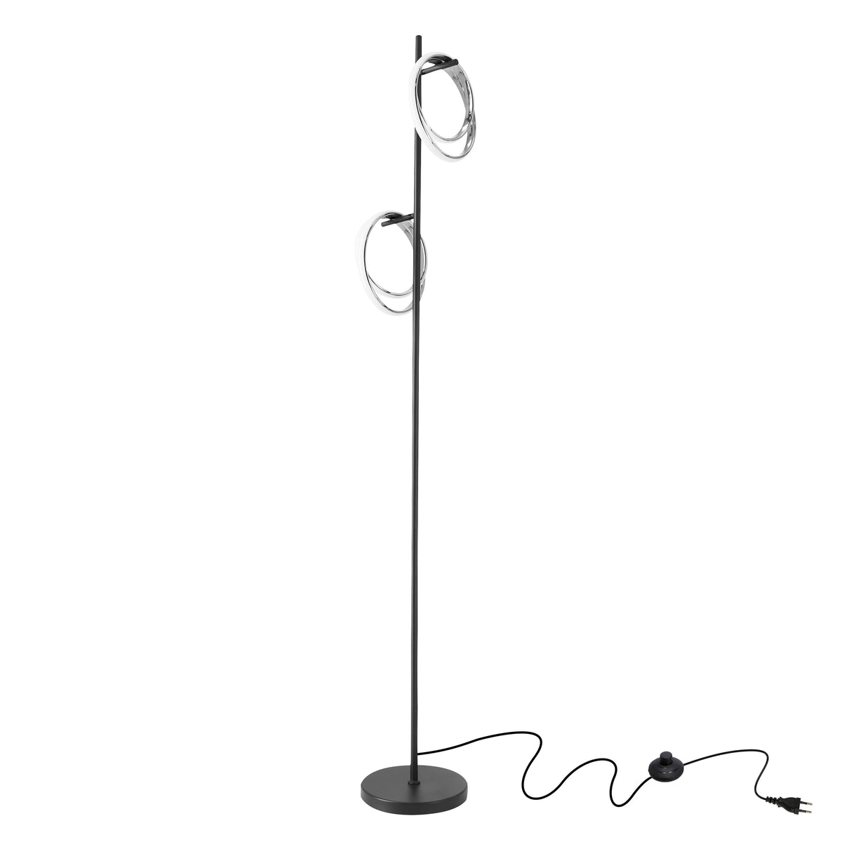 CROMA lampa podłogowa czarny+chromowy 2x12W LED 3000K osłonka biała