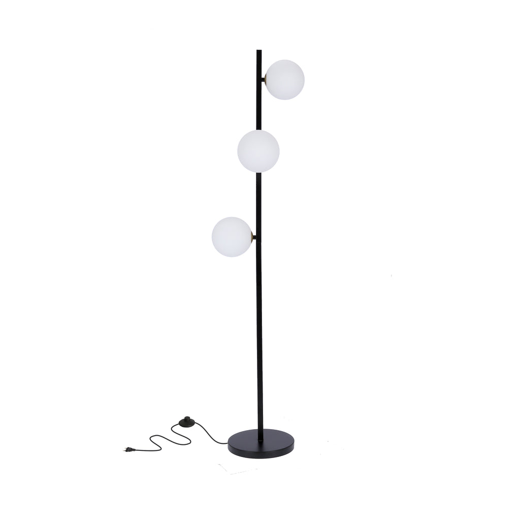 Kama lampa podłogowa czarny+złoty 3x28W G9 klosz biały