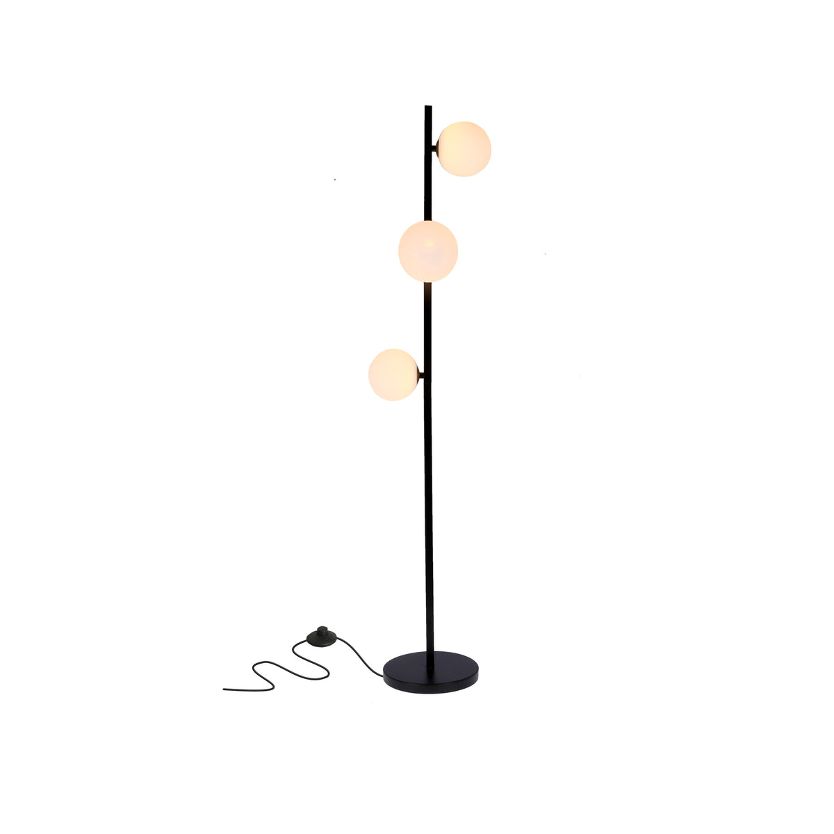 Kama lampa podłogowa czarny+złoty 3x28W G9 klosz biały