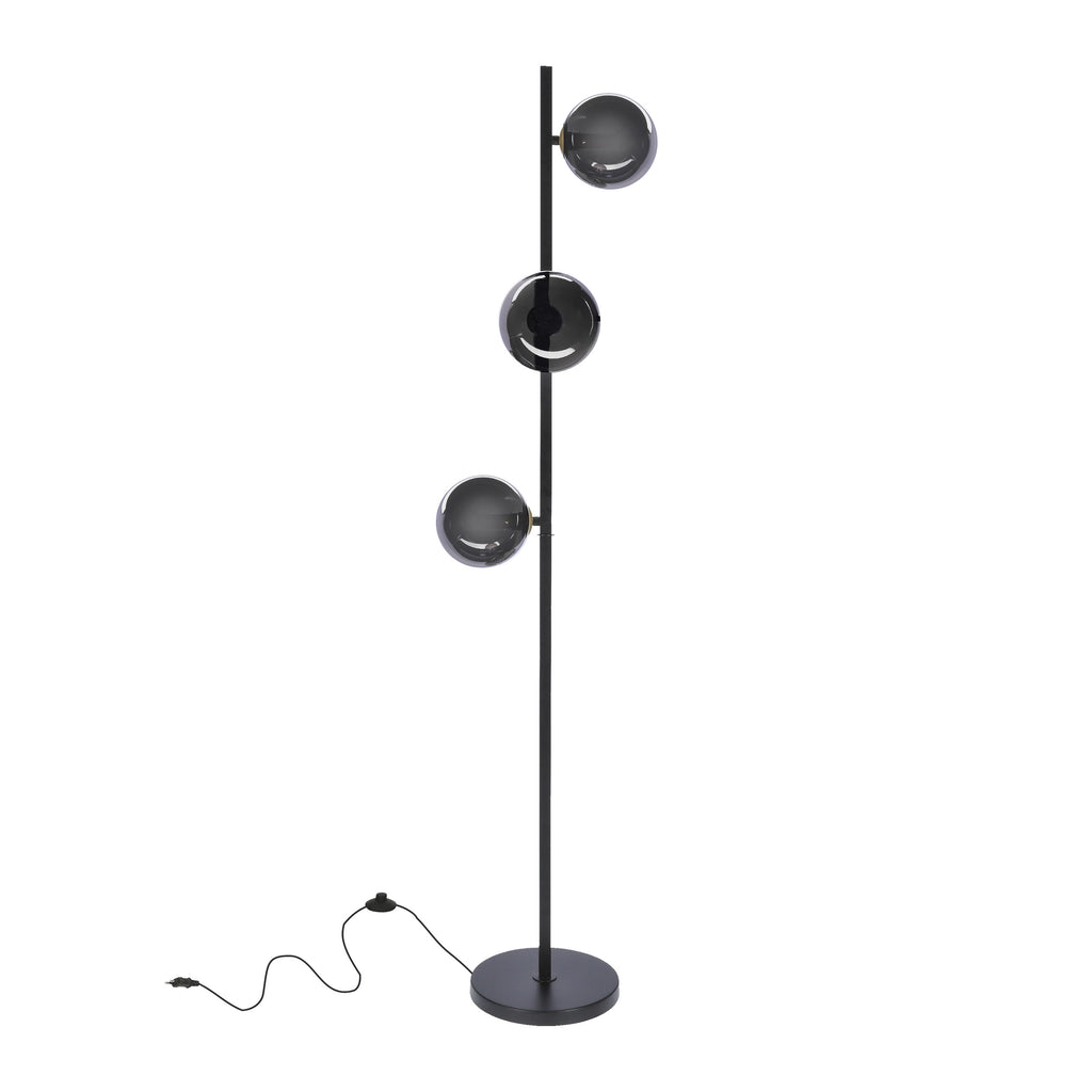 Kama lampa podłogowa czarny+złoty 3x28W G9 klosz grafitowy