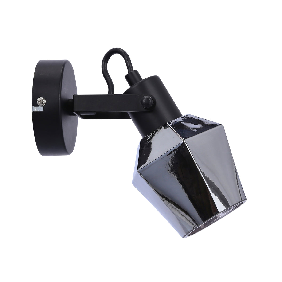 Randi lampa kinkiet czarny matowy 1x15W E14 klosz dymiony