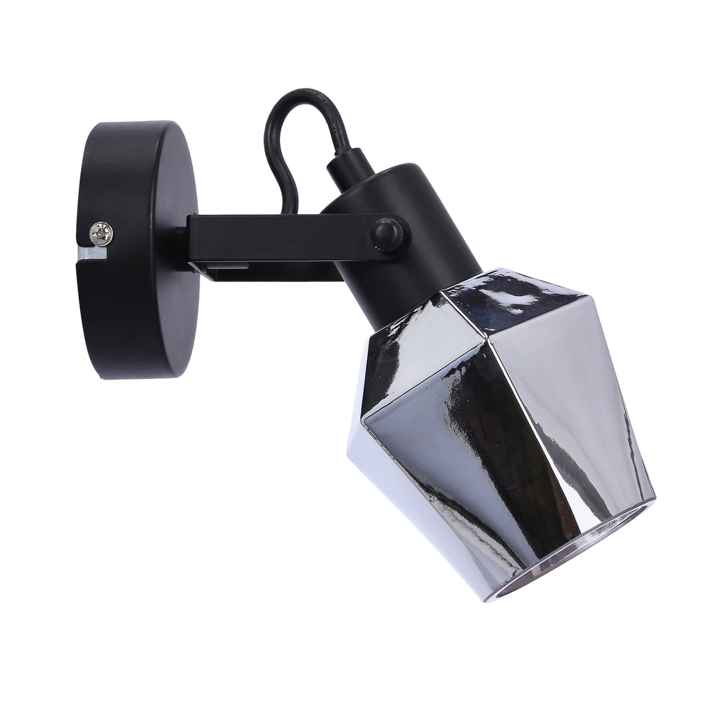 Randi lampa kinkiet czarny matowy 1x15W E14 klosz dymiony