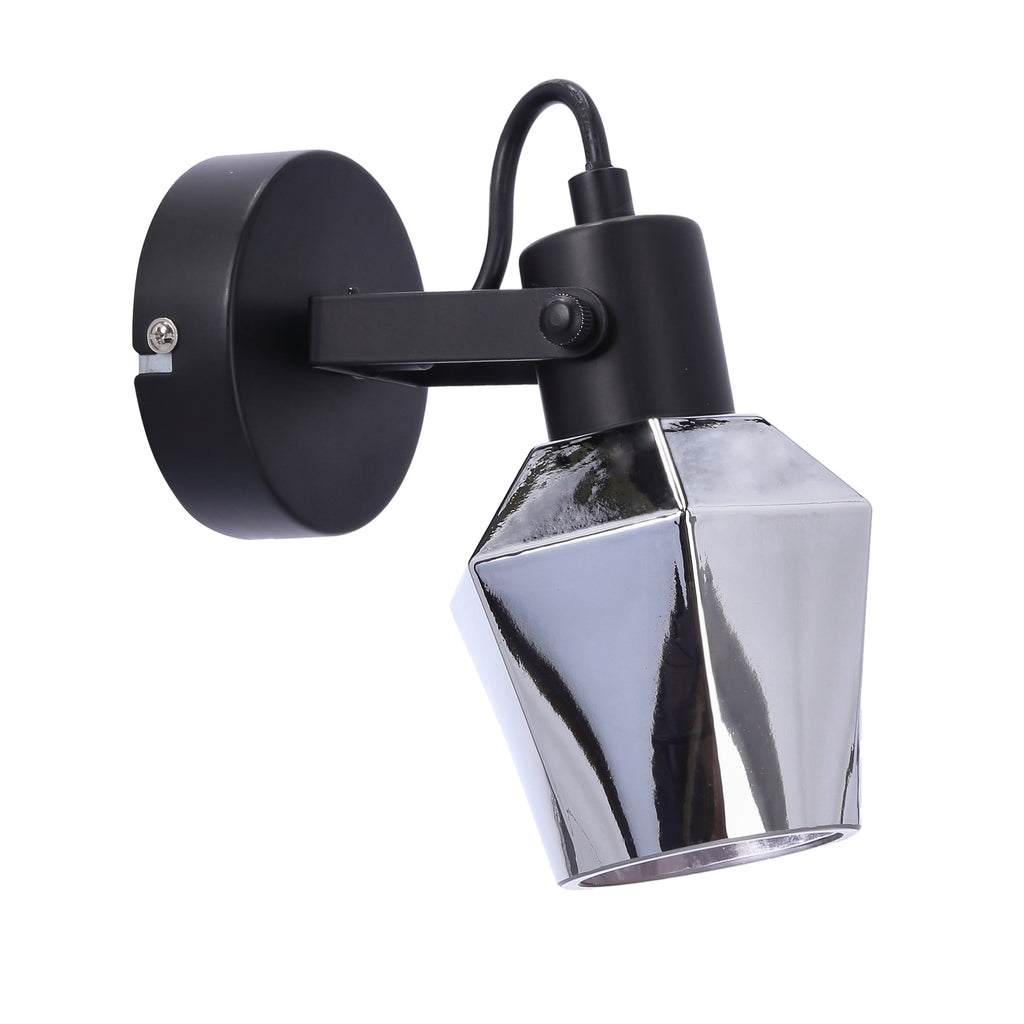 Randi lampa kinkiet czarny matowy 1x15W E14 klosz dymiony