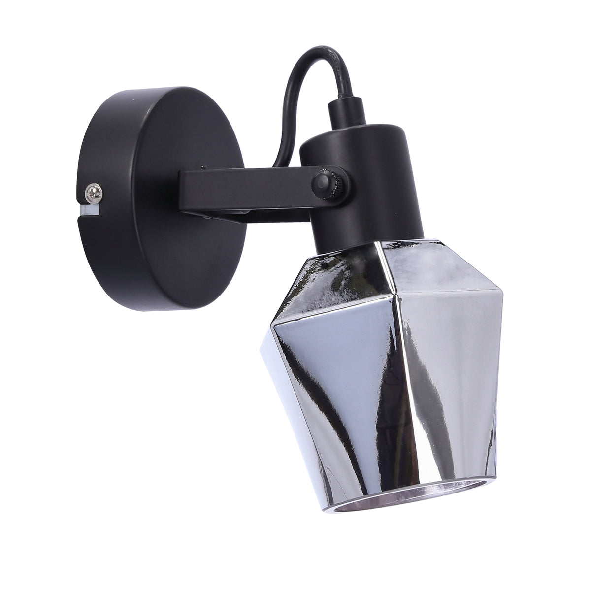Randi lampa kinkiet czarny matowy 1x15W E14 klosz dymiony