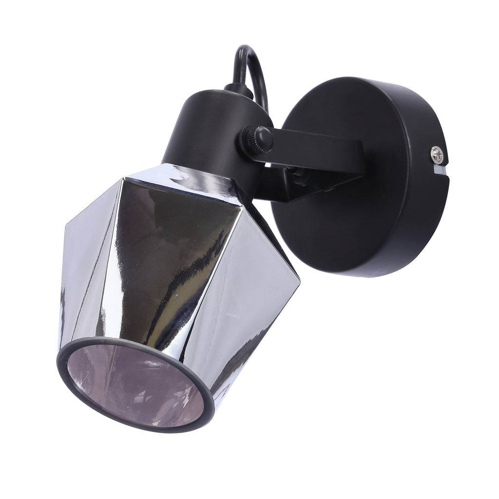 Randi lampa kinkiet czarny matowy 1x15W E14 klosz dymiony