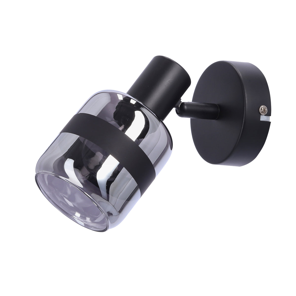 YUKI lampa kinkiet czarny matowy 1x15W E14 klosz dymiony