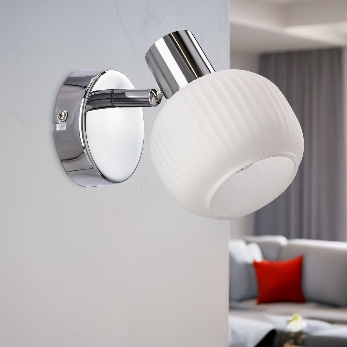 Kinkiet ANDRUS chromowy 1x40W E14 elegancka lampa ścienna klasyczna do salonu sypialni przedpokoju garderoby oświetlenie dodatkowe