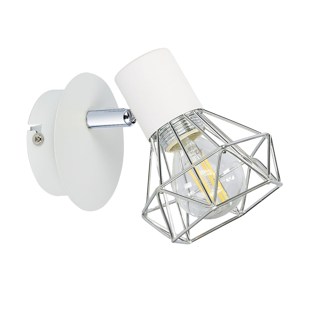 VERVE lampa kinkiet 1x40W E14 biały abażur chrom