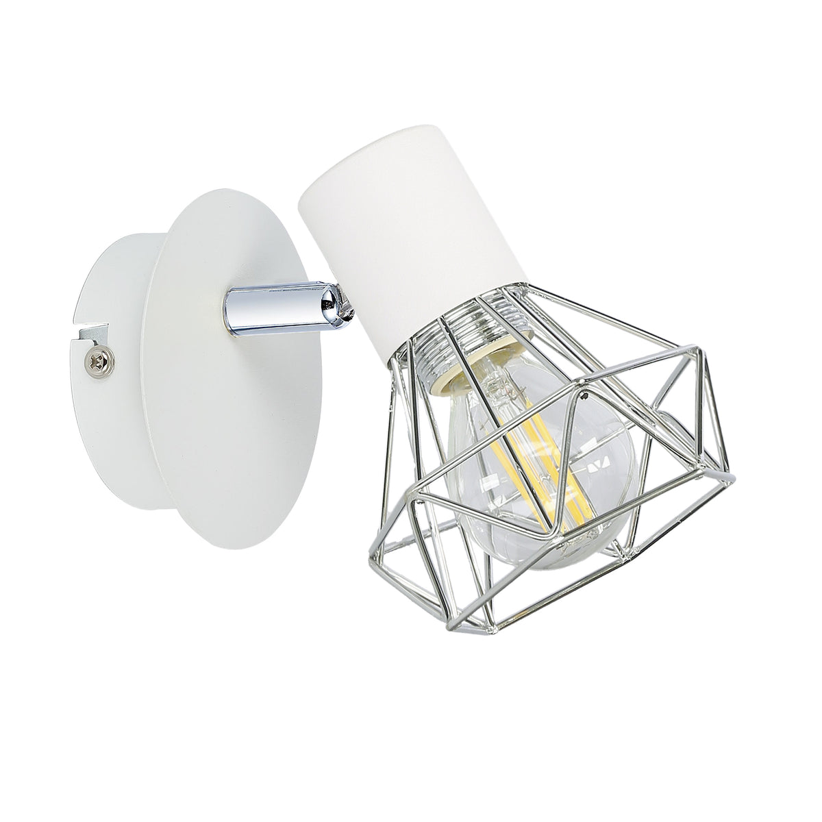 VERVE lampa kinkiet 1x40W E14 biały abażur chrom