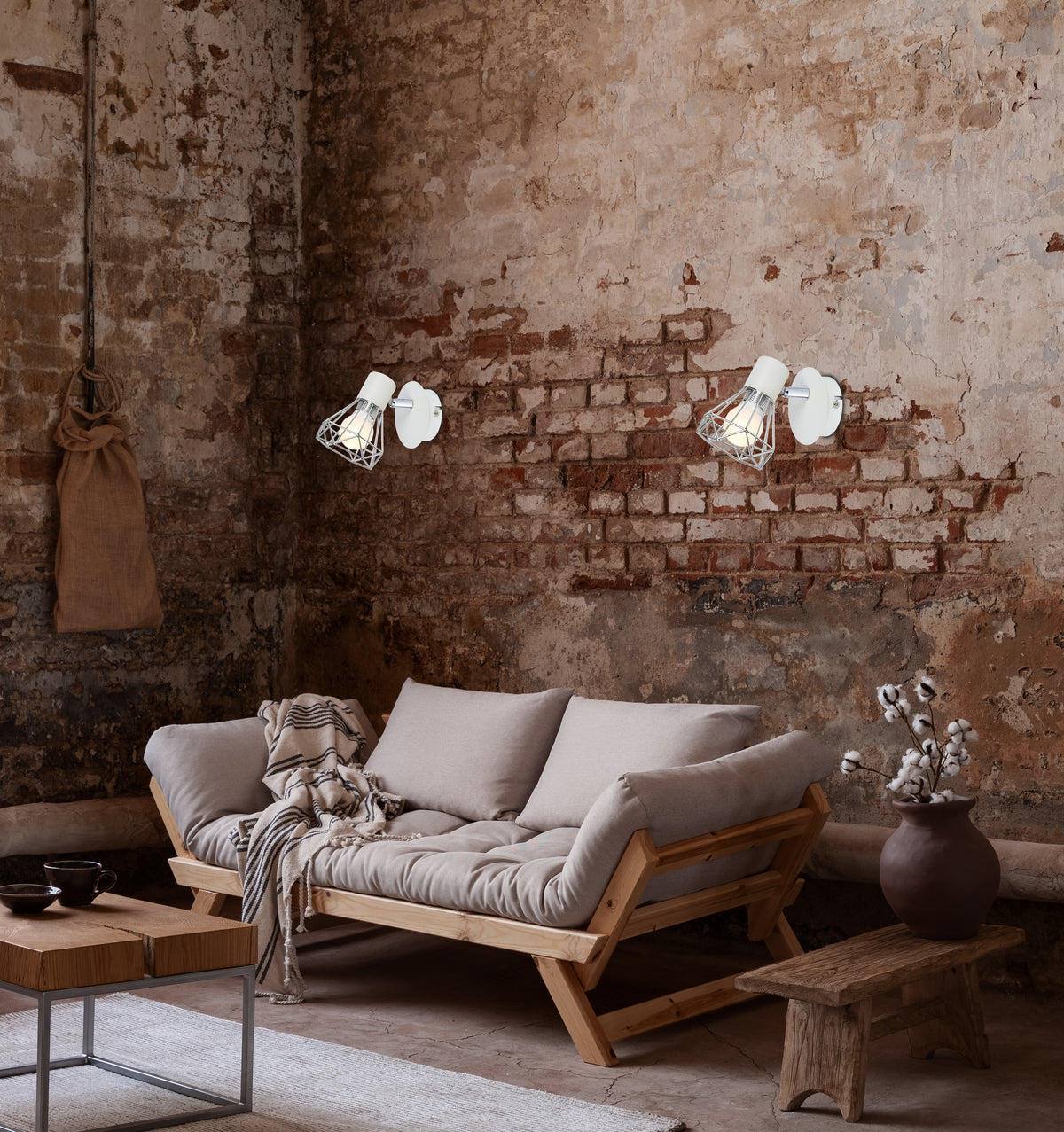 VERVE lampa kinkiet 1x40W E14 biały abażur chrom
