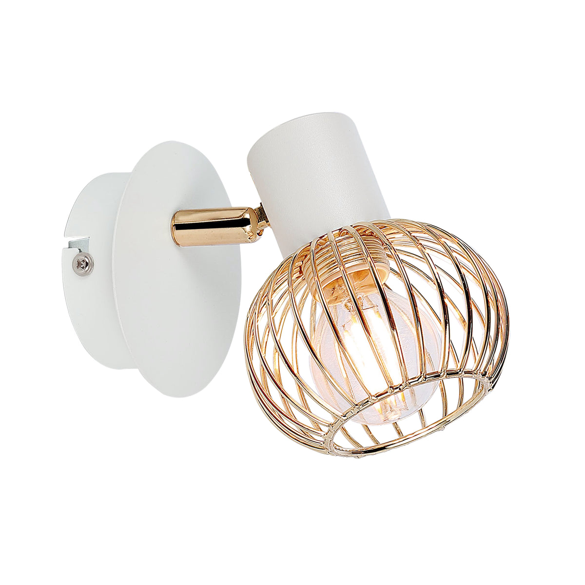 OSLO lampa kinkiet 1x40W E14 biały/złoty