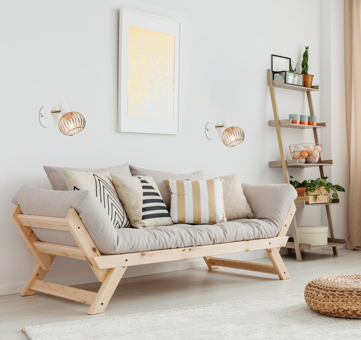 OSLO lampa kinkiet 1x40W E14 biały/złoty