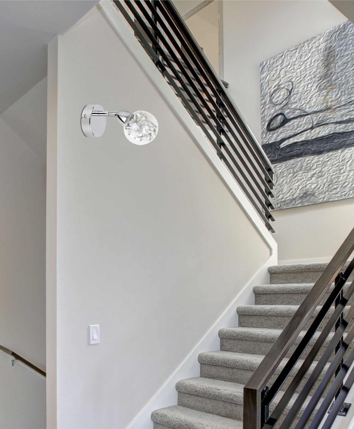 BOLO lampa kinkiet 1x6W LED smd główka 6 okrągła 1e z przegubem klosz wymienny kd system chrom/bezbarwny