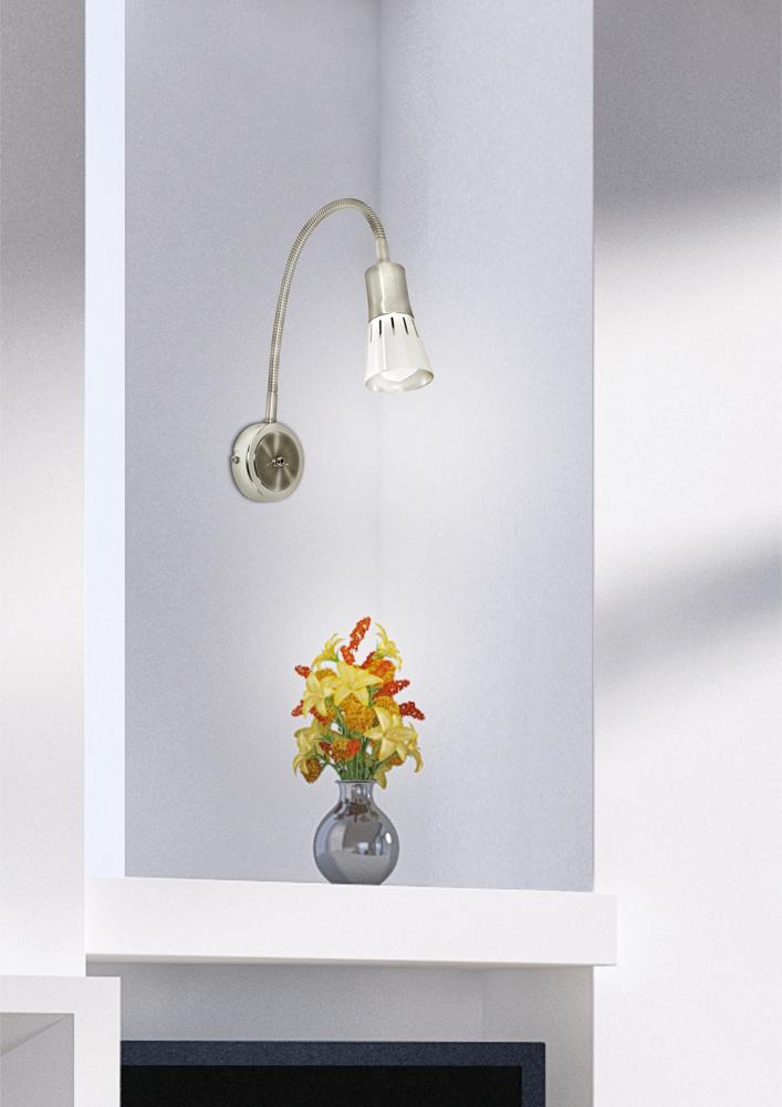 ARENA lampa kinkiet wysięgnik 1*40W r50 E14 nikiel mat