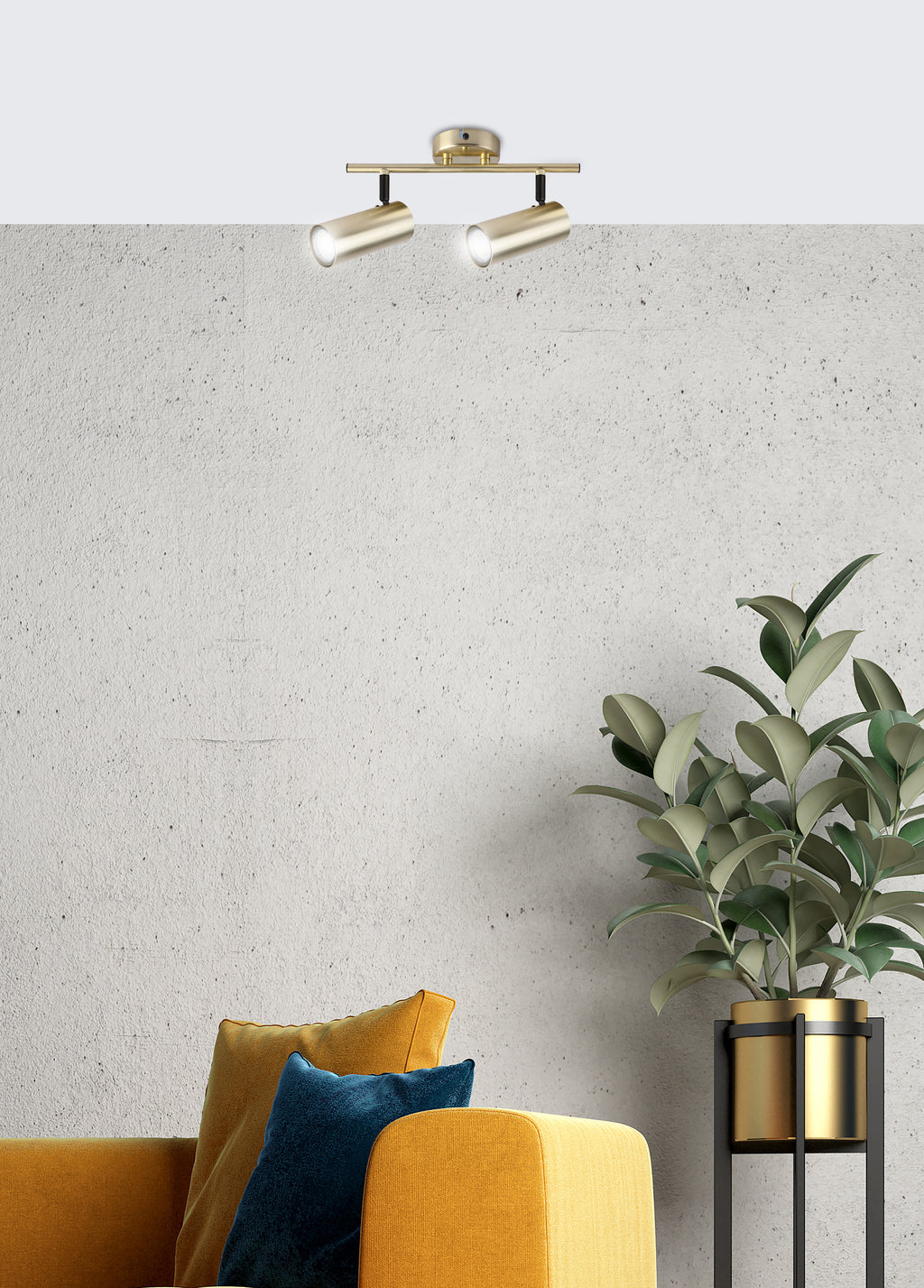 Colly lampa sufitowa mosiądz 2x15W GU10 klosz mosiądz