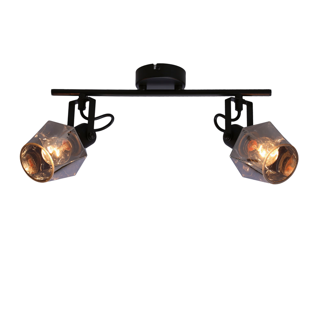 Randi lampa sufitowa listwa czarny matowy 2x15W E14 klosz dymiony