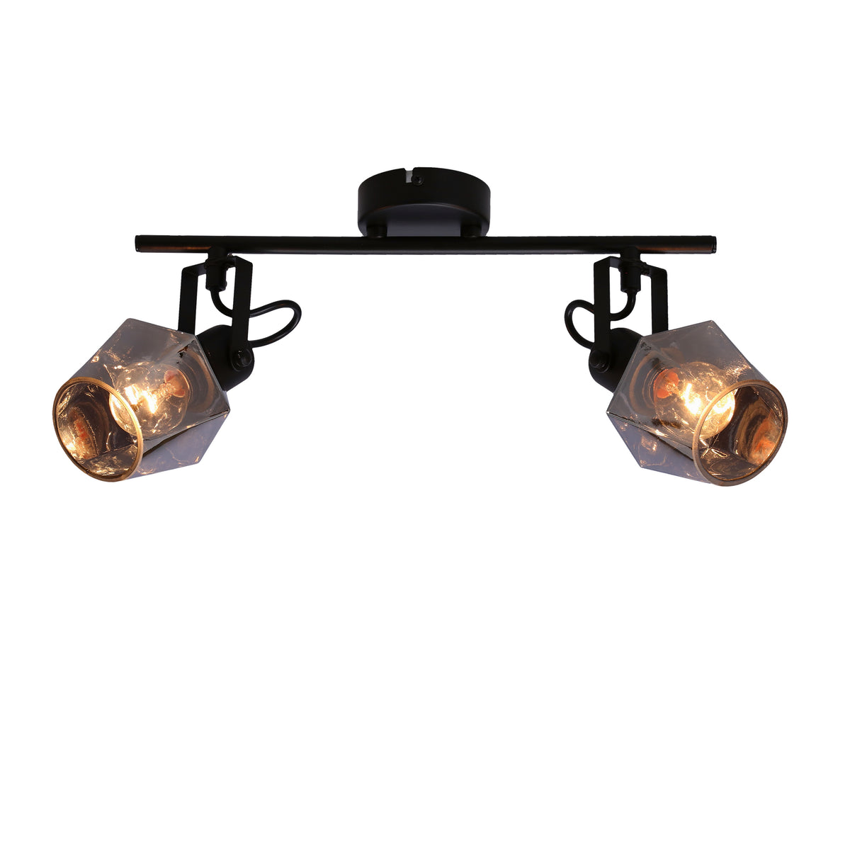 Randi lampa sufitowa listwa czarny matowy 2x15W E14 klosz dymiony