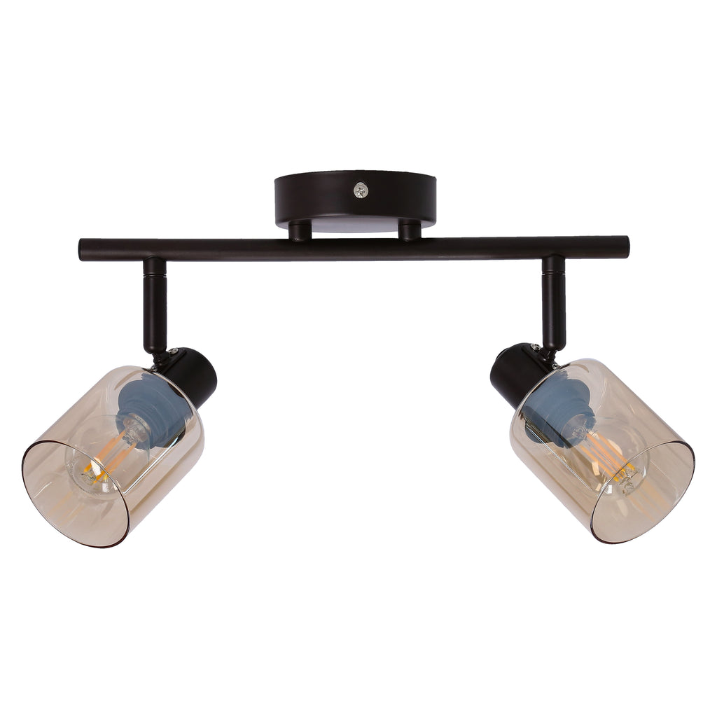 AGRA lampa sufitowa brunatny 2x40W E14 klosz bursztynowy