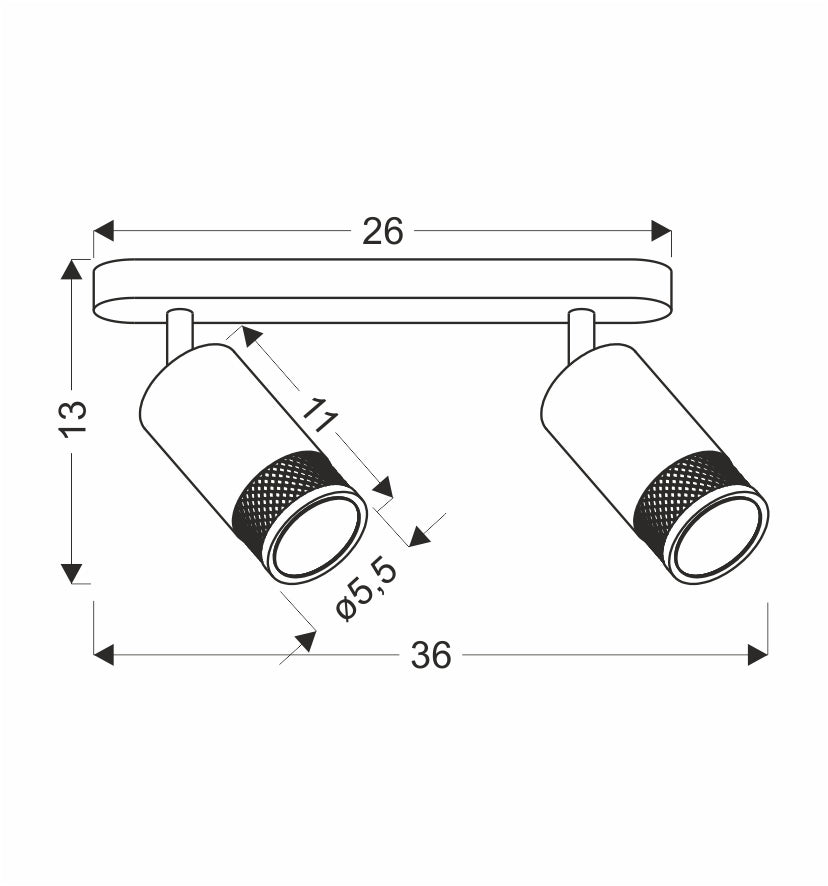 Flin lampa sufitowa listwa czarny 2x15W GU10 klosz czarny+złoty
