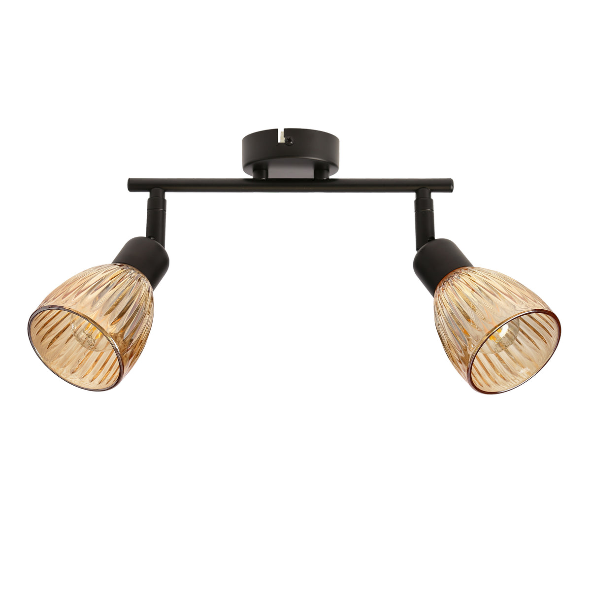 Lampa sufitowa AMCOS lczarna 2x40W E14 bursztynowe klosze nowoczesna oprawa sufitowa do salonu sypialni