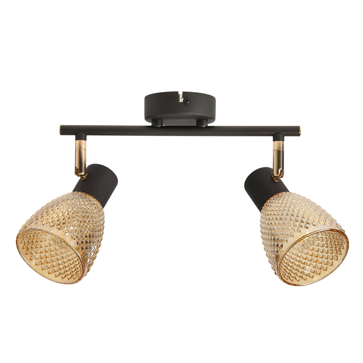 AXEL lampa sufitowa listwa czarny 2x40W E14 klosz bursztynowy